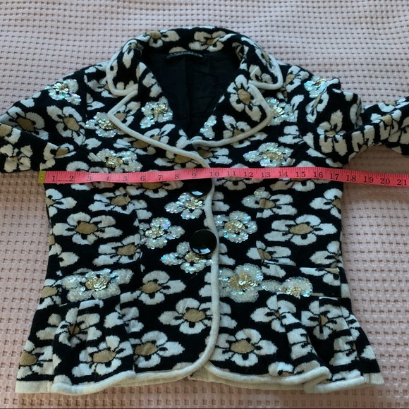 Twin Set Simona Barbieri Blazer Jacket Daisy Floral Cashmere Silk Wool Medium M - Picture 9 of 11